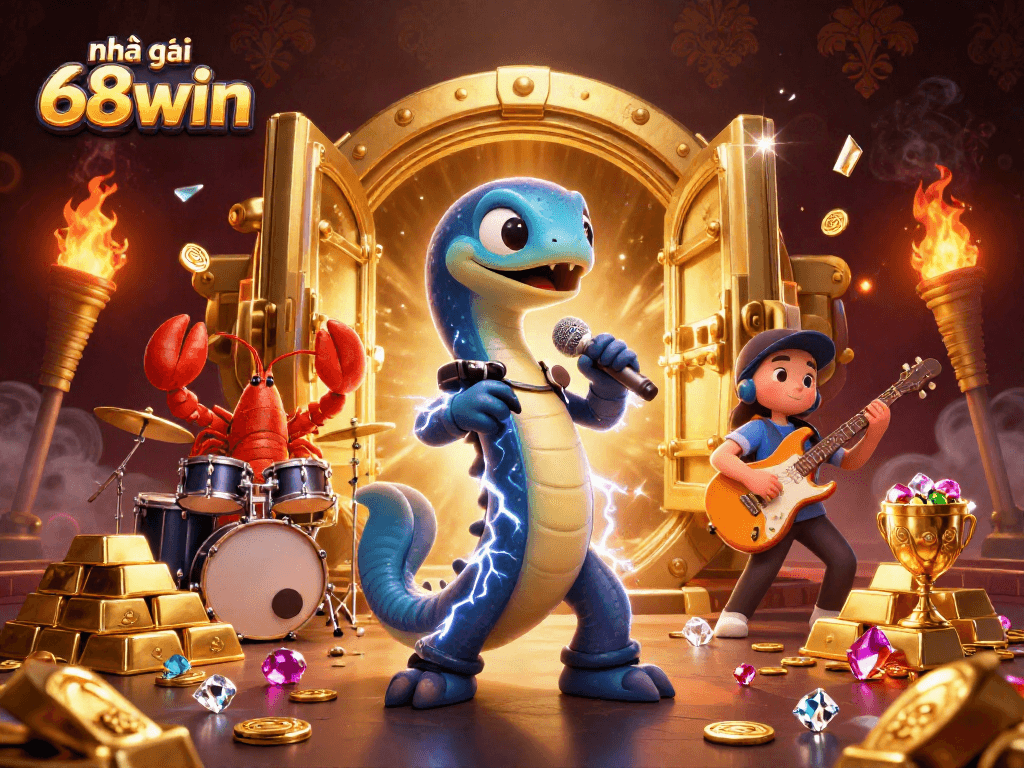 Experience the excitement of nhà cái 68win as a lively underwater casino scene unfolds with vibrant characters.