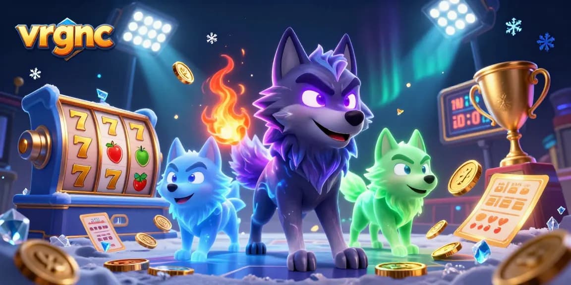 Experience thrilling slots with vrgnc featuring glowing wolves and dynamic gaming elements.