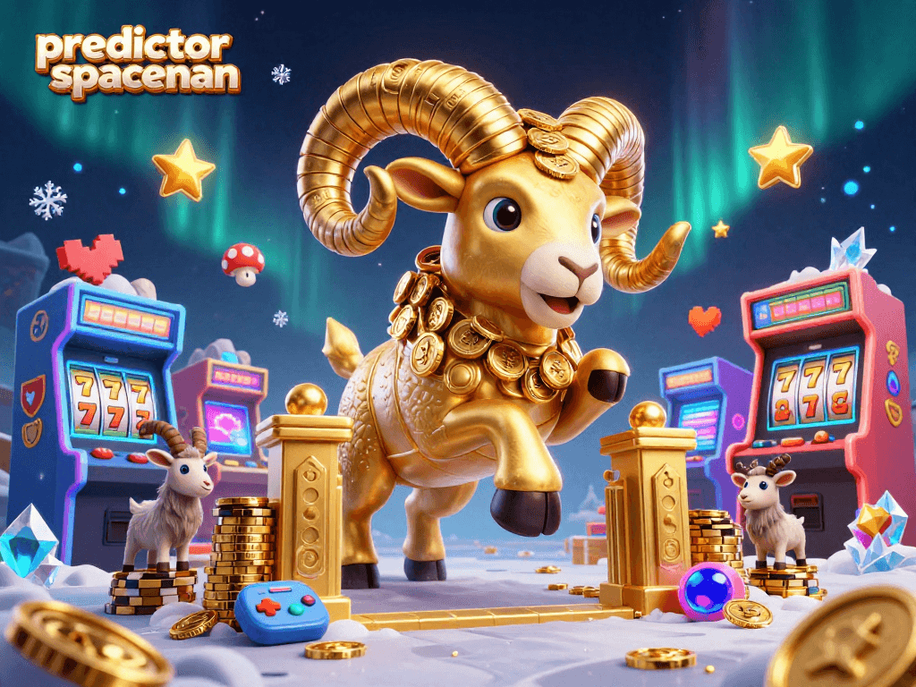 Win big with predictor spaceman in this vibrant 3D casino scene highlighting gaming elements.