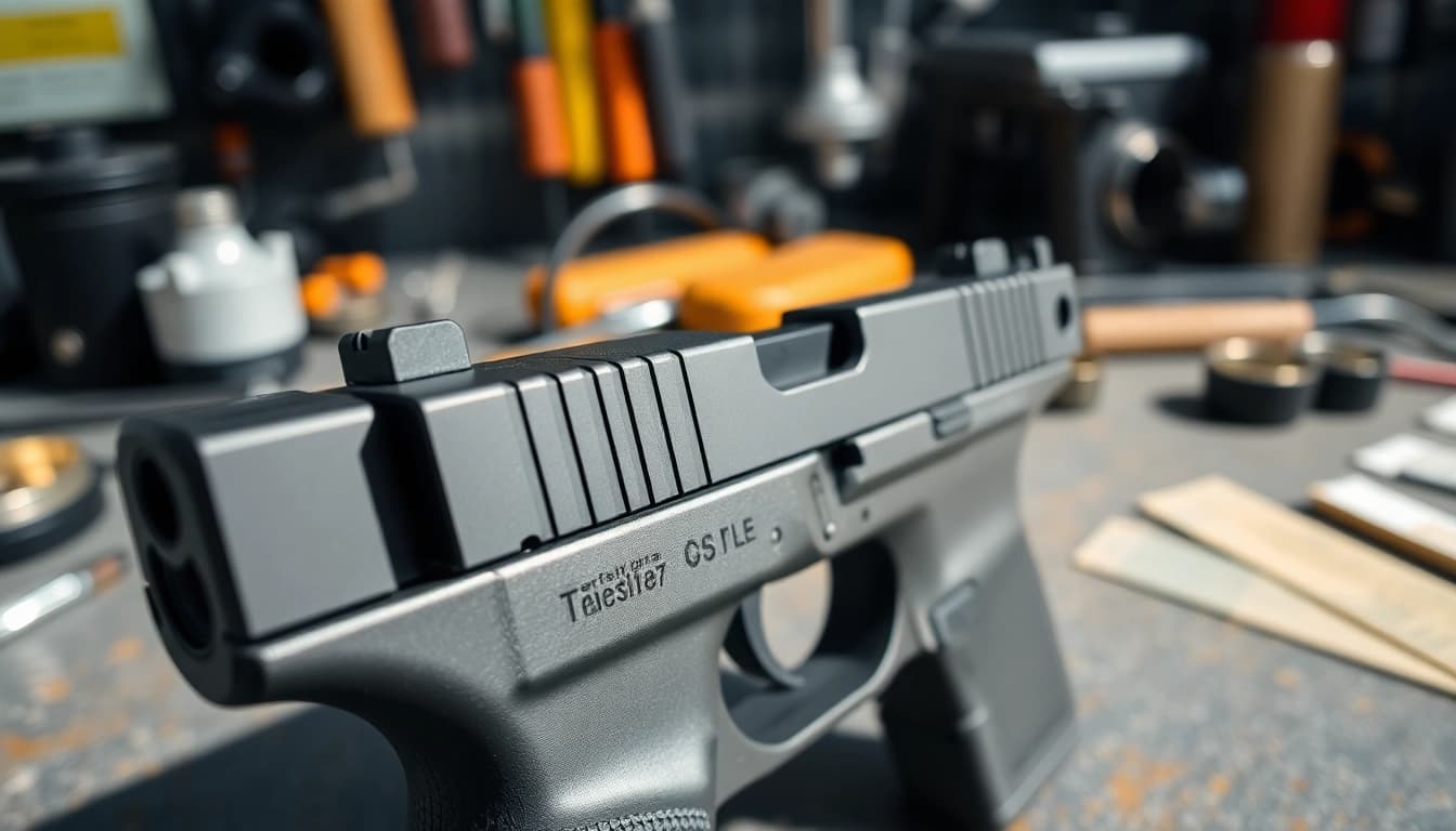 Inspecting the glock 17 slide oem highlights precision craftsmanship and quality components.