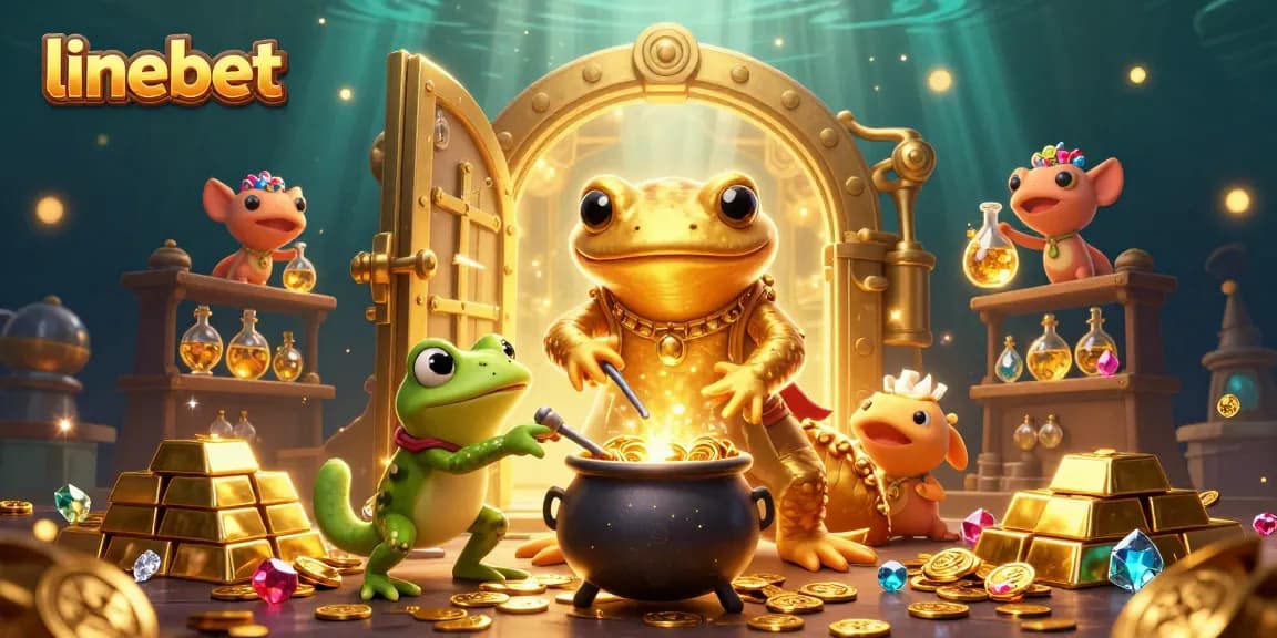 Experience linebet's vibrant casino world with a golden salamander alchemist and treasures. Play now!