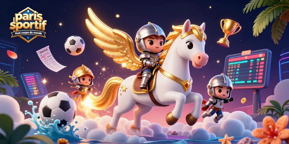 Pariez sur le paris sportif foot coupe du monde avec des éléments de jeu animés et un décor dynamique.