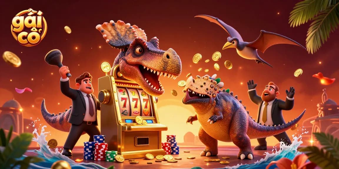 Catch the action with gái gọi as a pachycephalosaurus wins a jackpot at a vibrant casino scene.