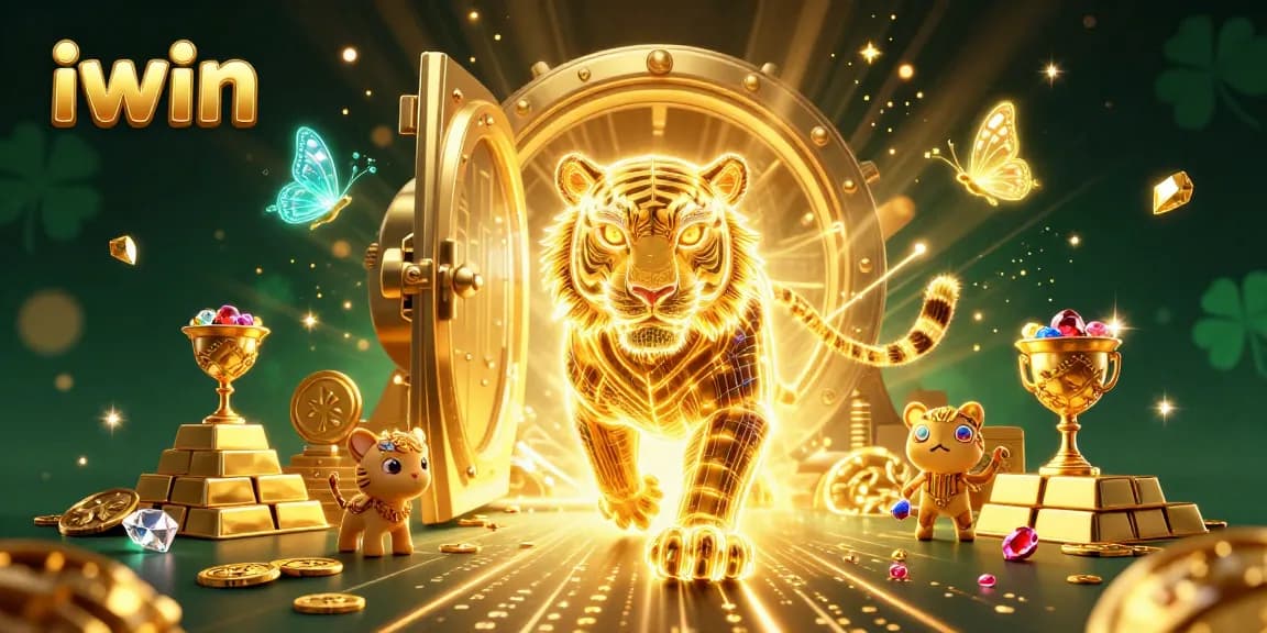 Experience the thrill of slots with iwin as the golden tiger prowls a vibrant digital casino.