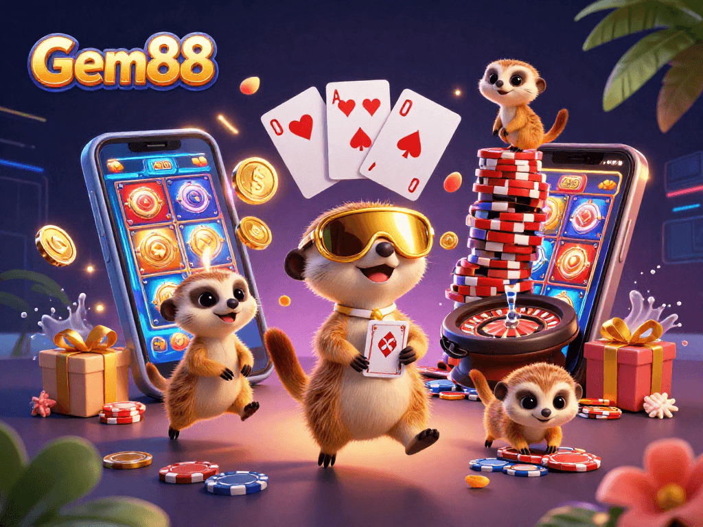 Win big at Gem88 with playful meerkats running an exciting casino adventure