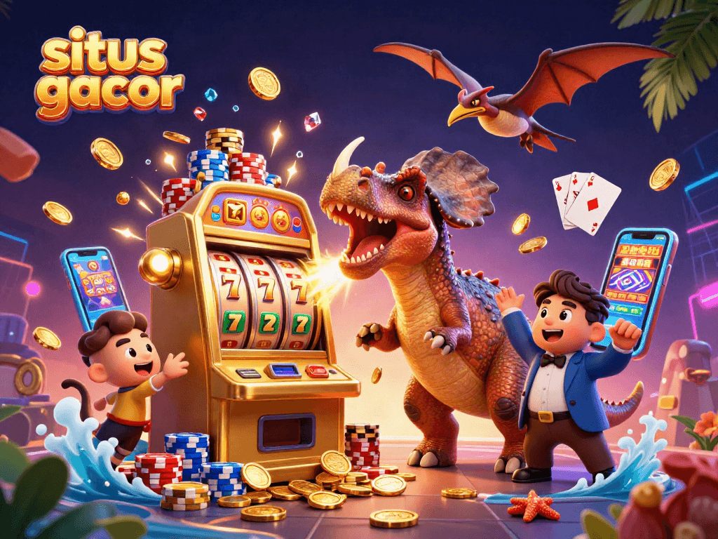 Experience the excitement of situs gacor as the pachycephalosaurus hits the jackpot with golden coins cascading!