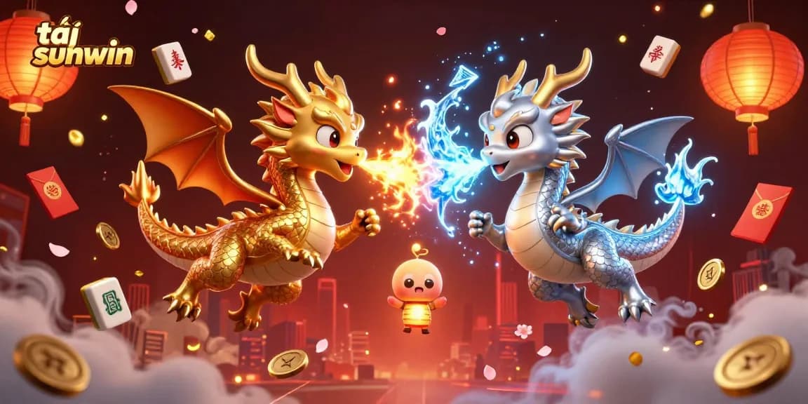 Engage in thrilling gameplay with tải sunwin, featuring dynamic 3D cartoon dragons amidst vibrant casino elements.