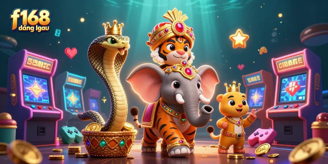 Experience the excitement of f168 đăng nhập in this vibrant 3D casino scene full of action and game elements.
