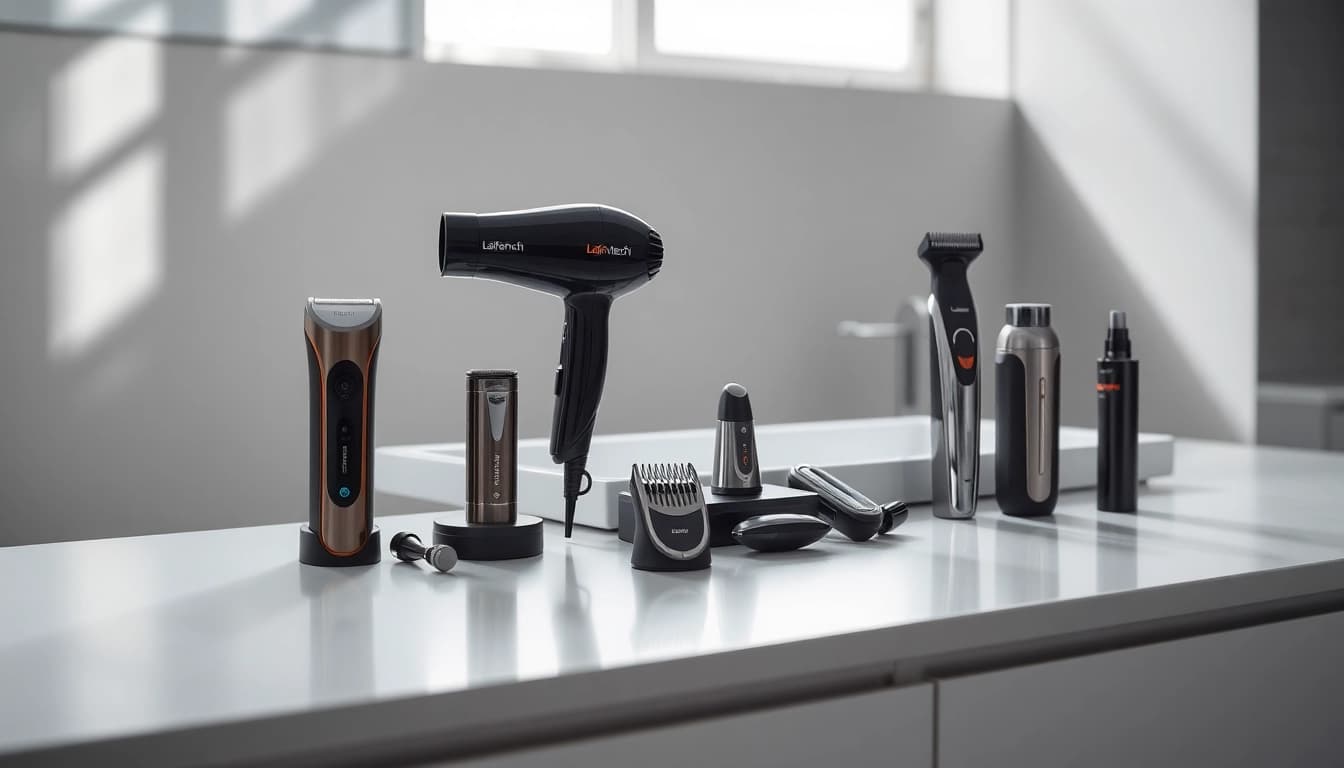 Showcase of Laifentech electric grooming products highlighting quality and innovation in a chic bathroom setting.