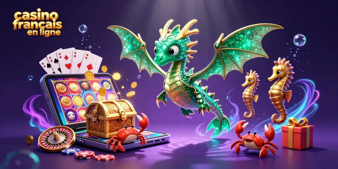 Plongée dans l'univers du casino francais en ligne, avec des dragons marins et des jeux vibrants.