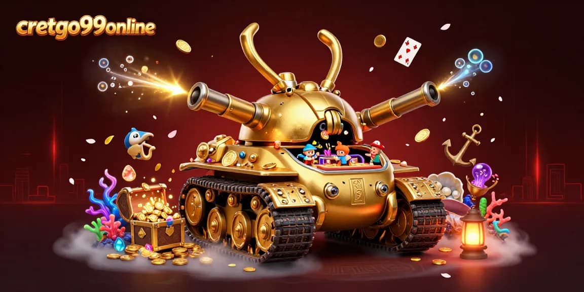 Celebrate wins at cretgo99online's vibrant casino scene with animated golden beetle tank and treasures.