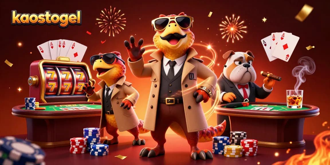 Experience kaostogel's thrilling casino atmosphere with cartoon raptors entering a VIP lounge.