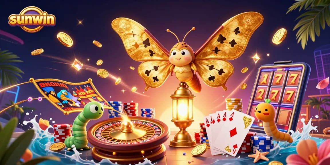 Engage in thrilling gameplay at Sunwin with vibrant casino scenes and dynamic elements.