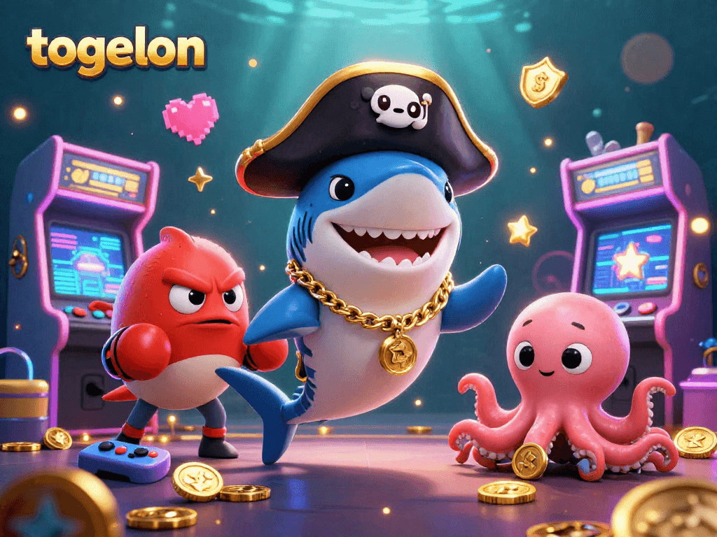 Engage with togelon in a vibrant underwater themed casino game scene showcasing unique characters.