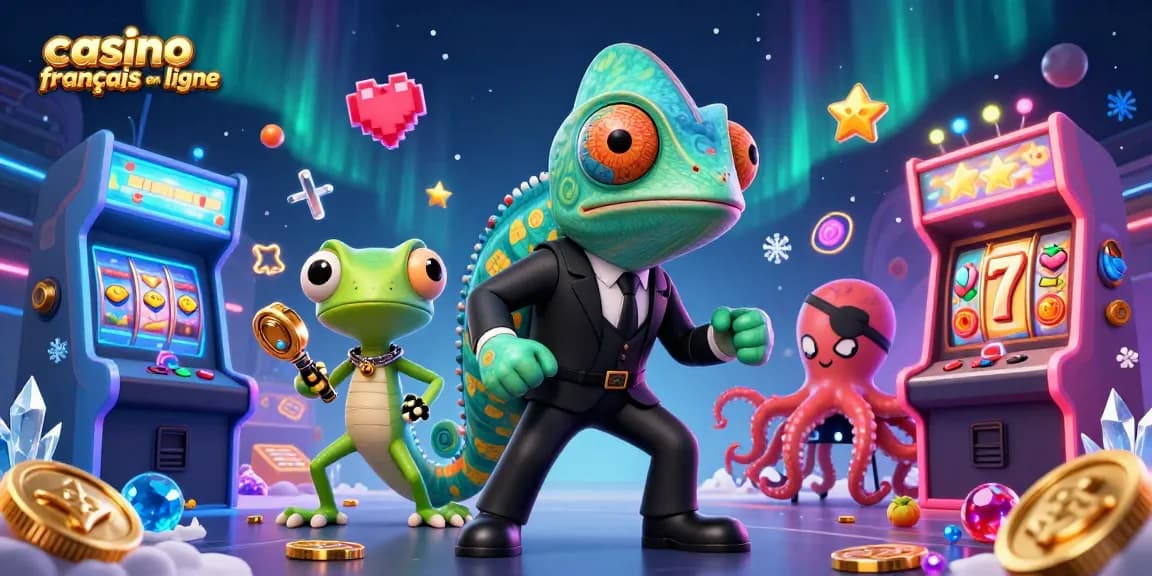 Profitez de l'excitation du casino français en ligne avec cette illustration captivante de jeux d'arcade 3D.