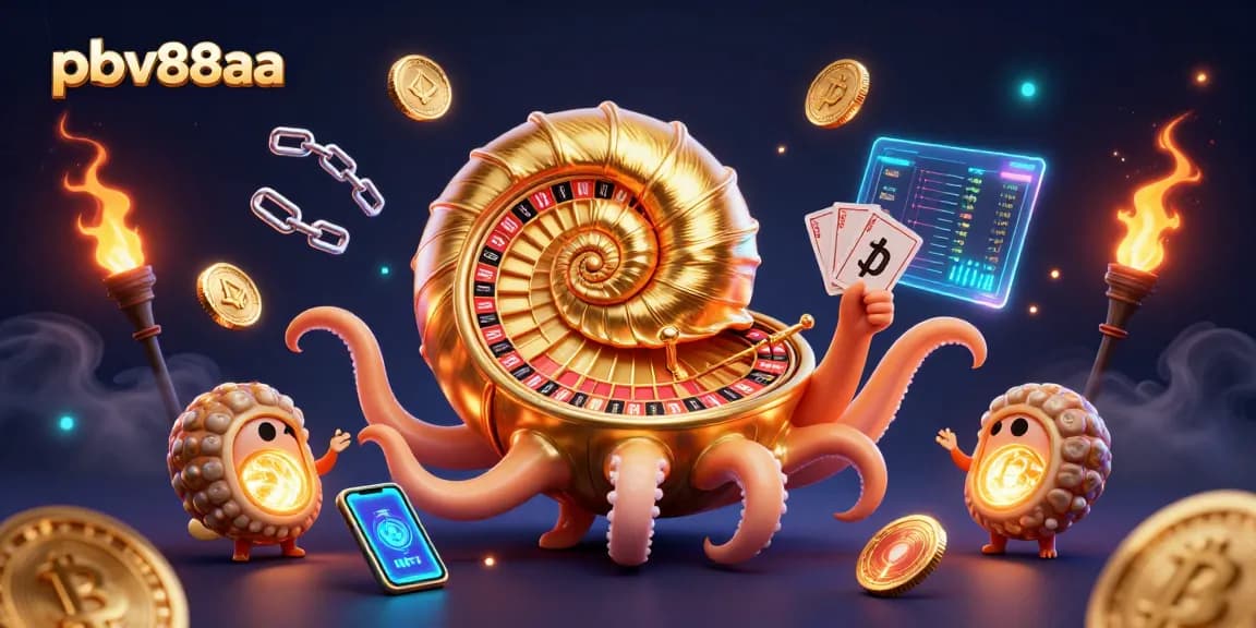 Engage in thrilling gameplay with pbv88aa as a giant nautilus showcases cards, crypto, and casino excitement.