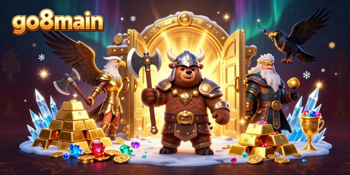 Join the excitement at go8main with immersive 3D Viking characters and treasures from the casino world.