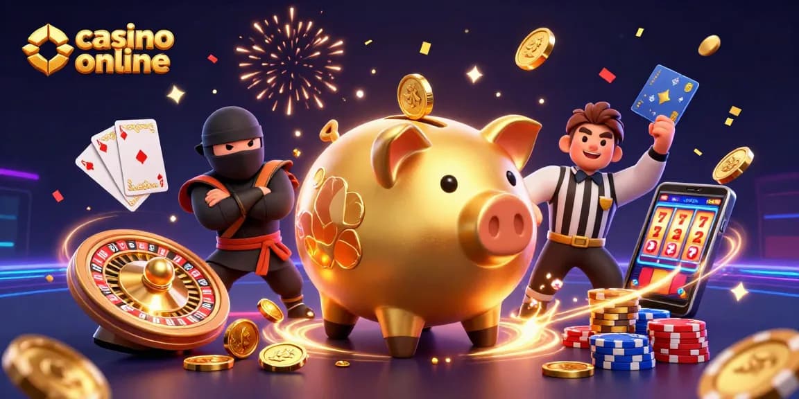 Uživajte v akciji s casino online predstavitvijo, kjer zlat piggy bank sumo izvajalec osvaja zlate kovance med dinamičnim bojem.