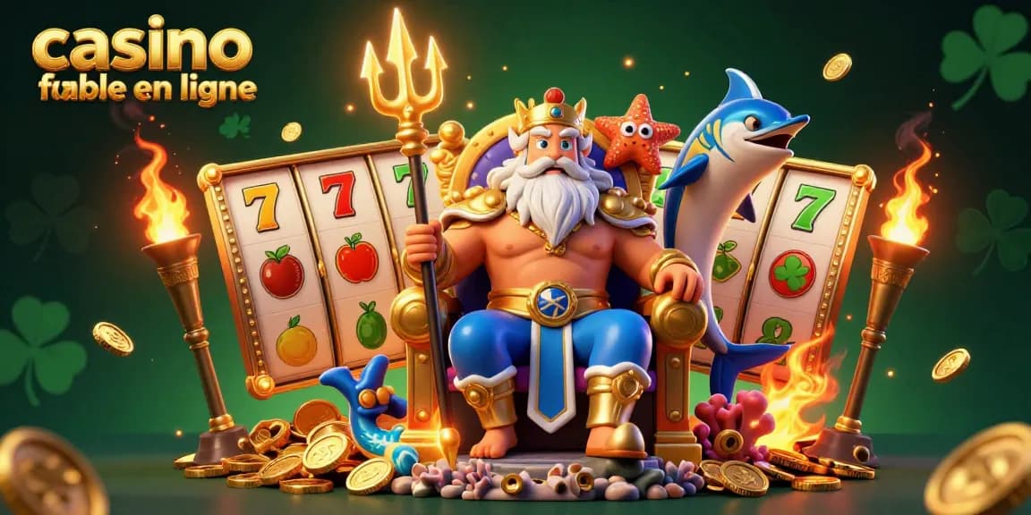 Vivez l'expérience du casino fiable en ligne avec Neptune et ses trésors dans cette scène dynamique.