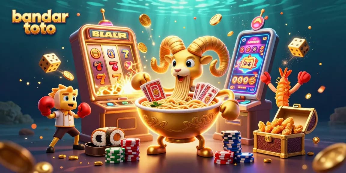 Engage with bandar toto's vibrant gaming world filled with lively casino characters and dazzling slot machines.
