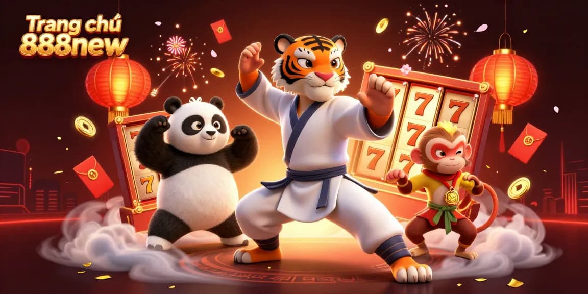 Engage in fun slots on Trang chủ 888new with exclusive jackpots and exciting game elements surrounding lively characters.