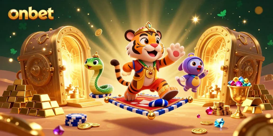 Experience exhilarating wins at onbet with a vibrant 3D casino scene full of treasures.