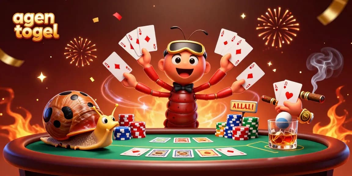Experience agen togel excitement with a lively 3D cartoon casino scene featuring colorful game elements.