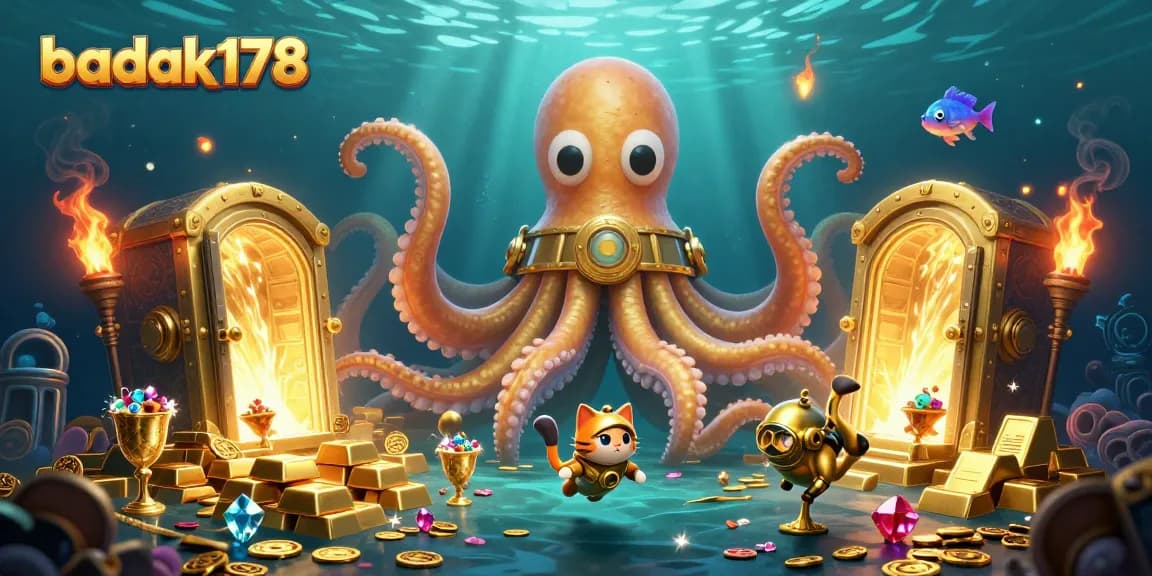 Immerse yourself in the underwater adventure with badak178, featuring a kraken and treasures galore.