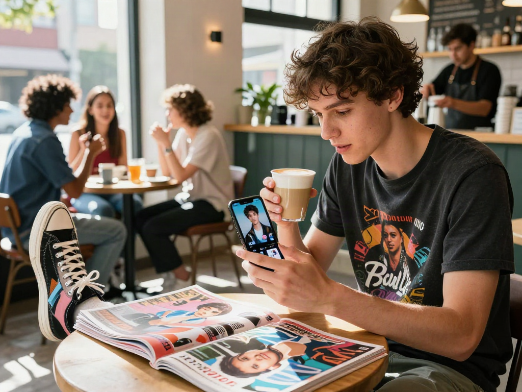Discovering which celebrity I look like while enjoying coffee in a stylish café.