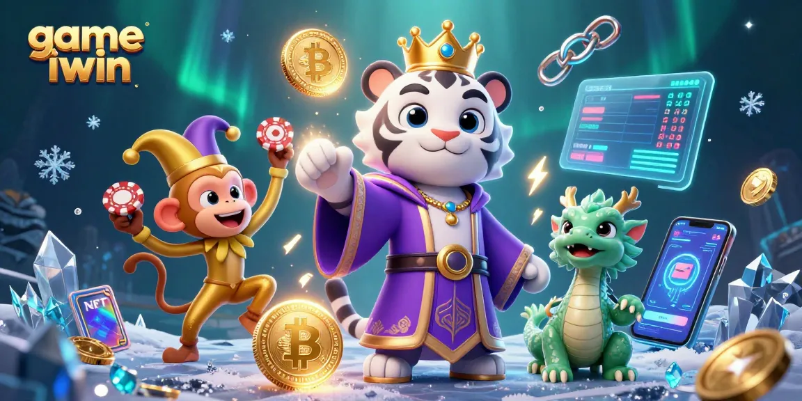 Engage with game iwin through vibrant characters and crypto themes in a dynamic casino scene.