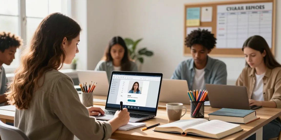 Students learning through a laptop in a cozy home office, as they learn more about innovative online education.