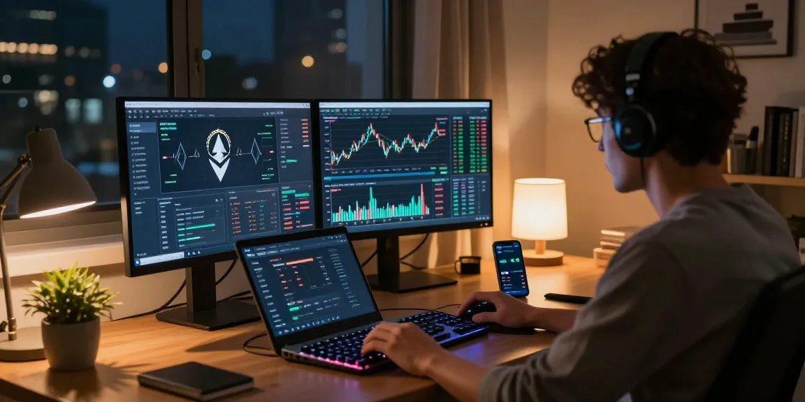 Manta Bridge facilitating secure ETH transfers between networks in a high-tech cryptocurrency trading setup.