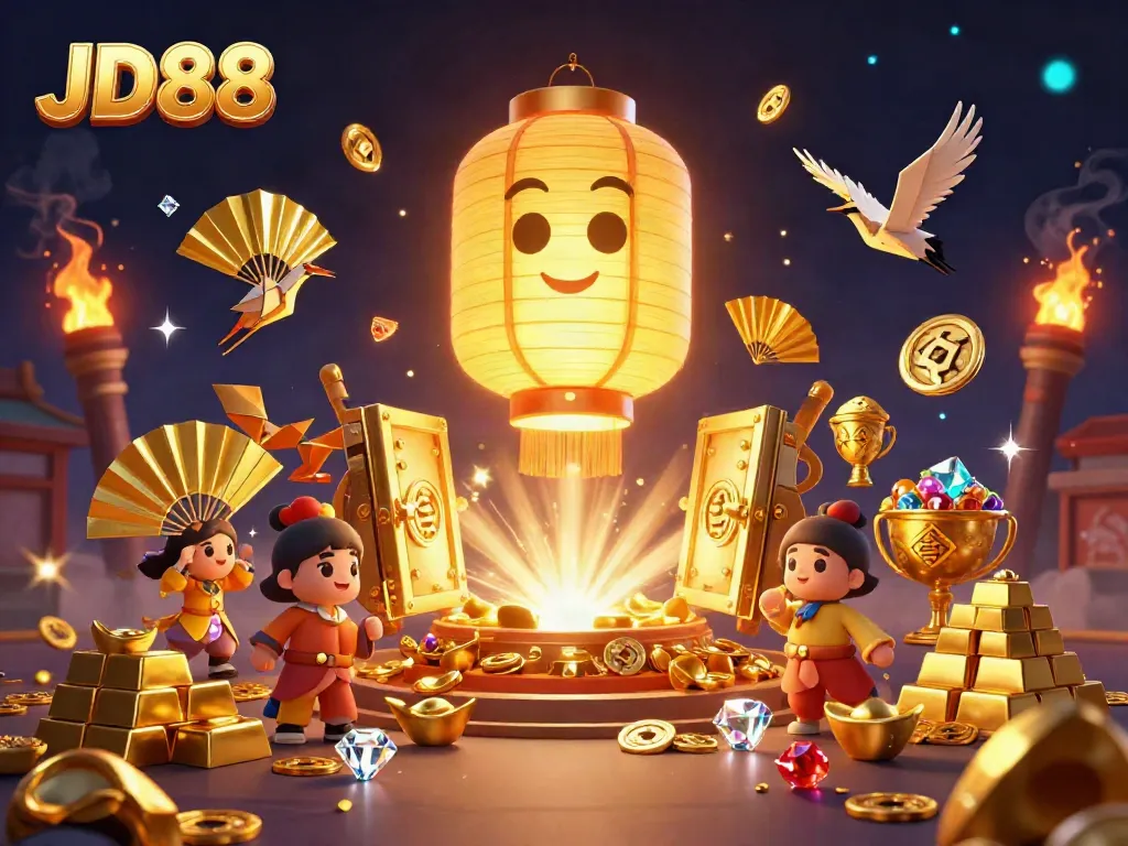 Experience winning moments at JD88 with vibrant casino visuals and golden treasures.
