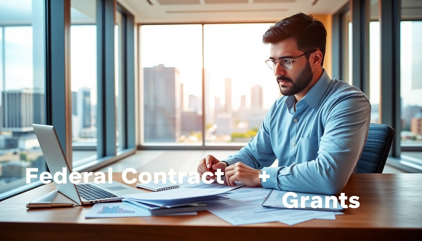 Consultant analyzing Federal and State contracts and grants for business opportunities.