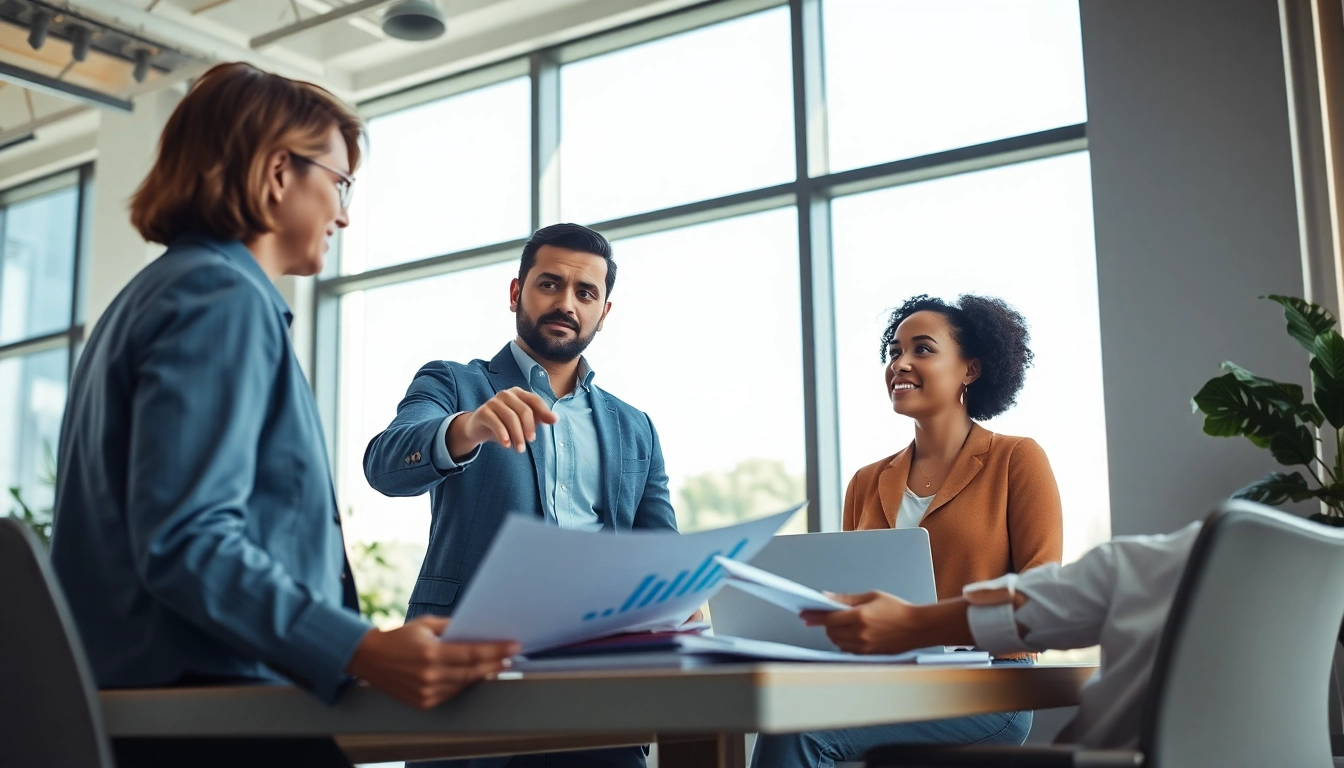 Engaged couple consulting a professional for legacy bridge financial planning in a modern office.
