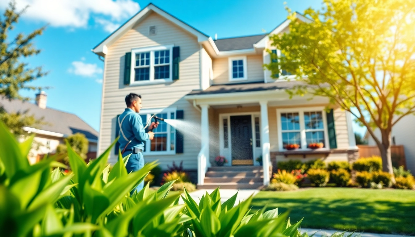 Expert house washing technician cleaning a home's exterior, demonstrating top-notch house washing.