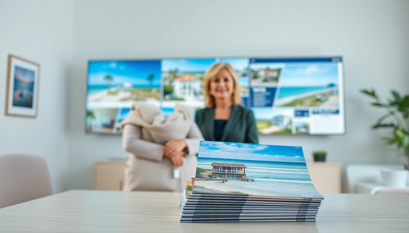 Showcasing Navarre FL real estate listings with a professional agent in a bright office environment.