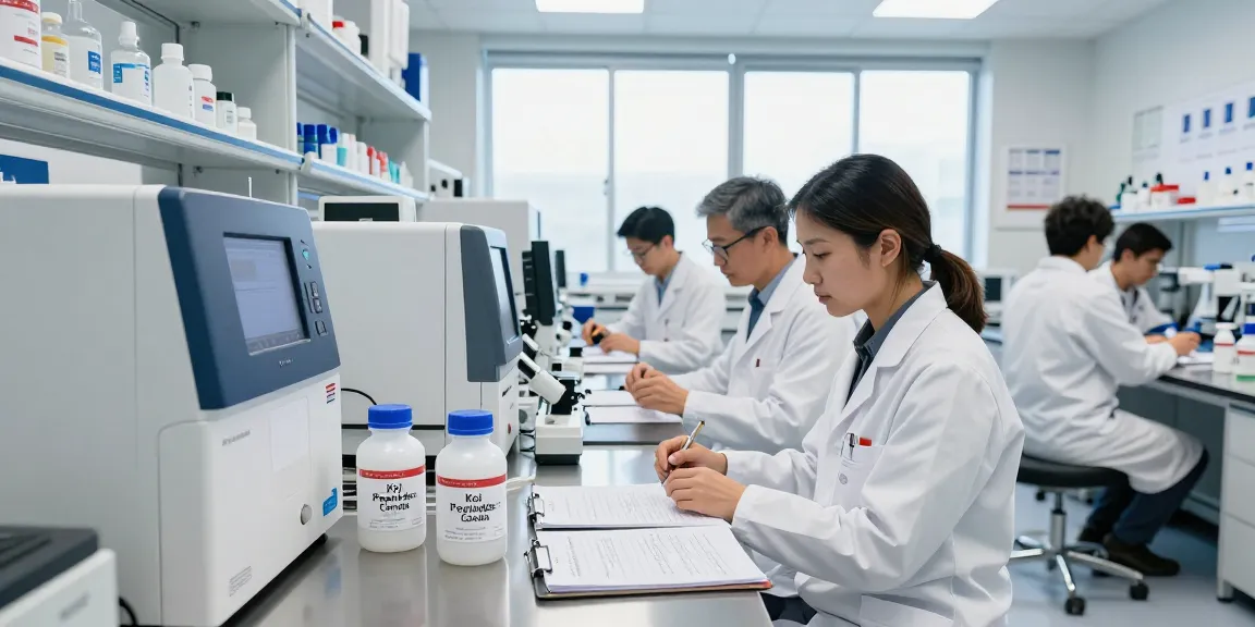 Koi Peptides Canada research team analyzing peptides in modern lab.