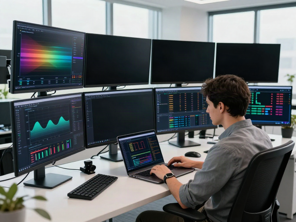 Engaging tradingview官网 scene showing a trader analyzing market data in a modern workspace.
