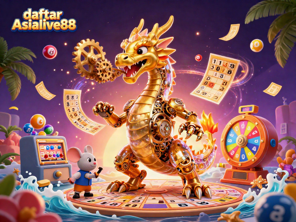 Engage in daftar Asialive88 with a vibrant 3D illustration showcasing fun gaming elements.