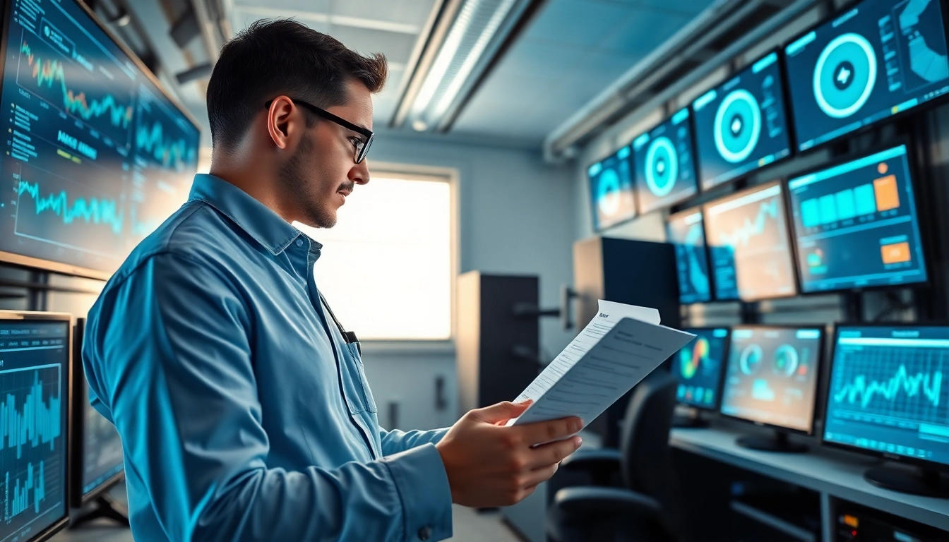 Cyber essentials accreditation process illustrated with a cybersecurity expert analyzing data.