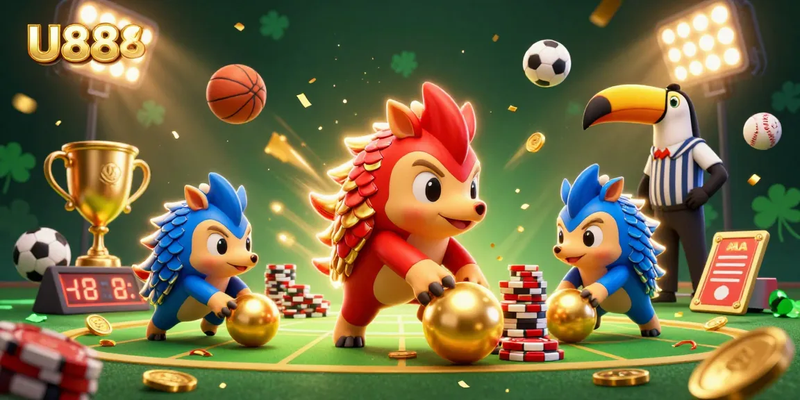 U888 pangolins bowl through poker chips, featuring dynamic sports elements for gamblers.