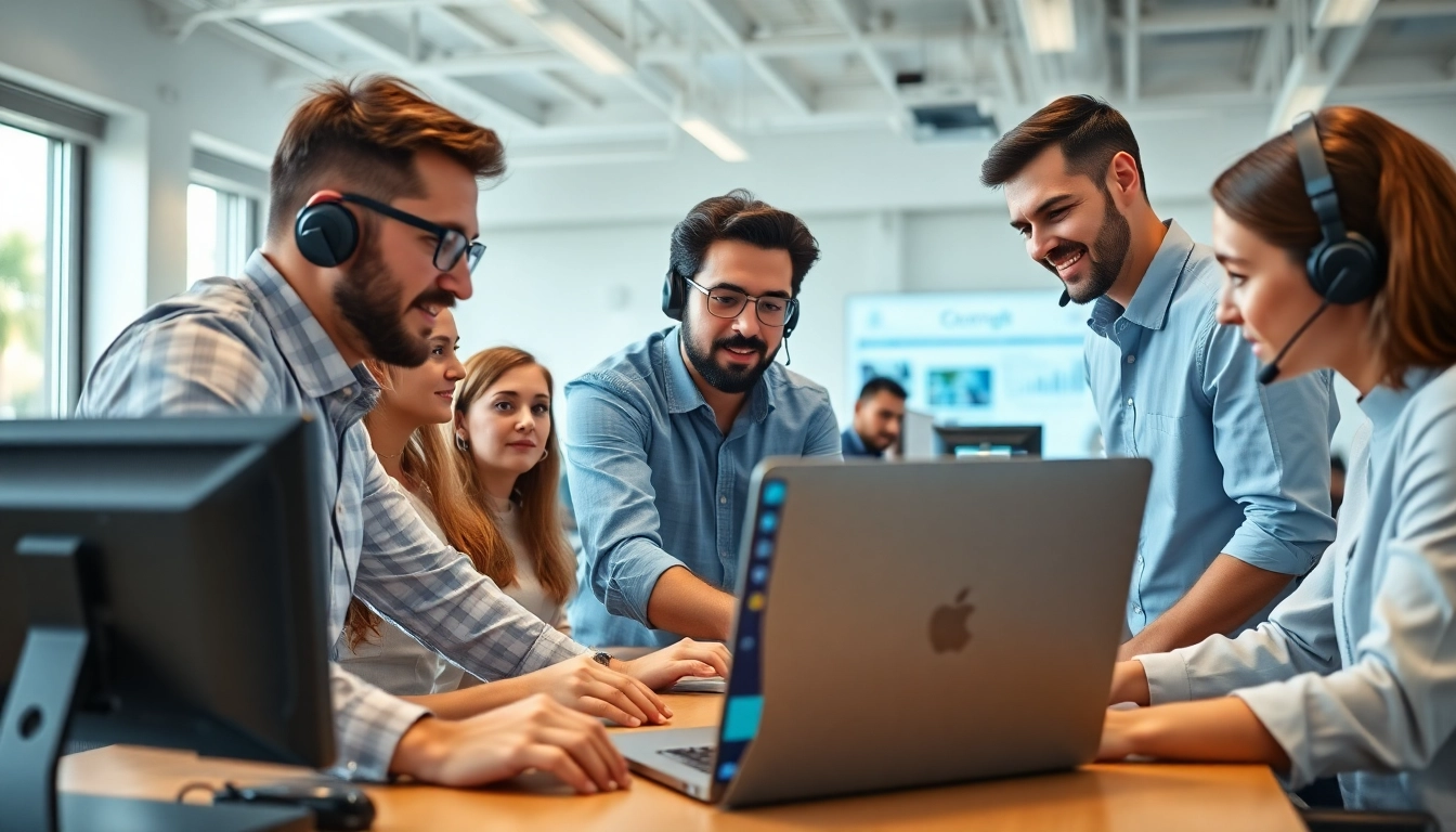Engaging IT support services for small business team working on technology solutions.