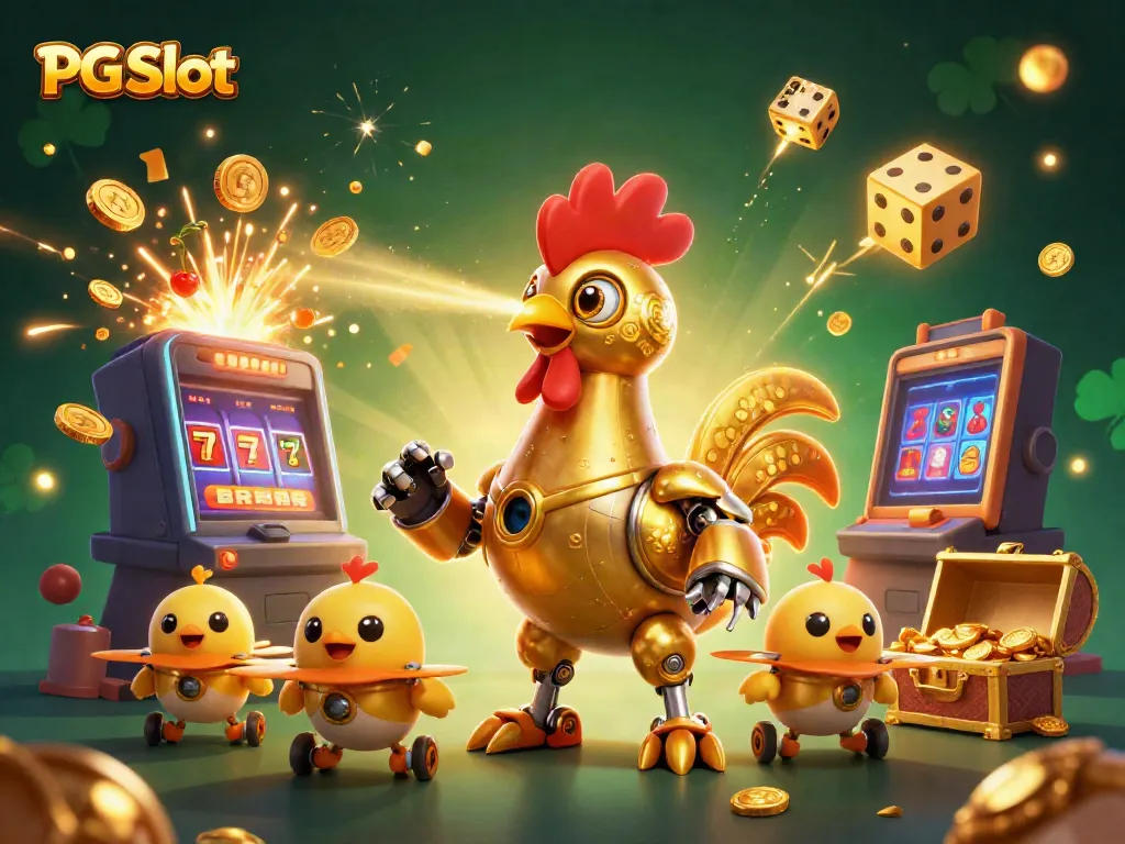 Experience the thrill of PG Slot gaming with 3D illustrations of vibrant characters and dynamic casino elements.