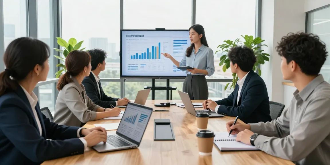 Team collaborating in a modern office discussing alexistogel financial strategies, showcasing graphs and data insights.