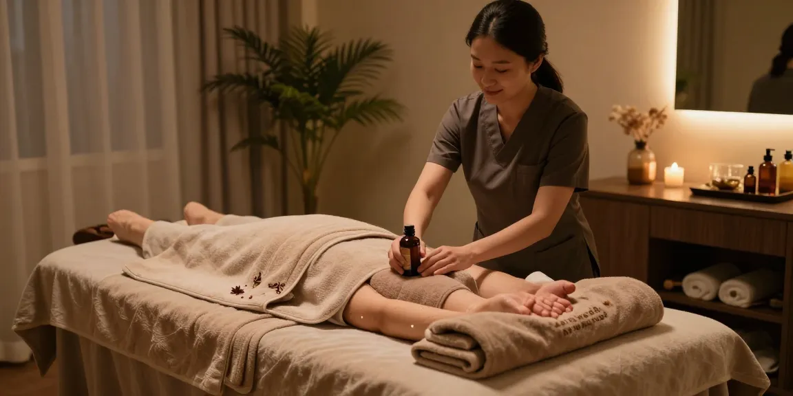 Relaxation experience at Balanced Massage featuring mantra 88 aromatherapy preparations in a serene spa environment.